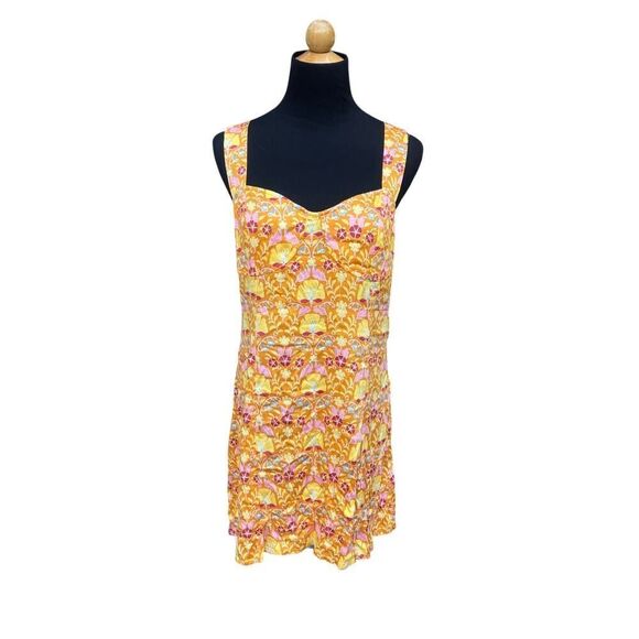 Free People Sasha Mini Dress Floral Sweetheart Neck Summer Size Medium - Picture 4 of 7